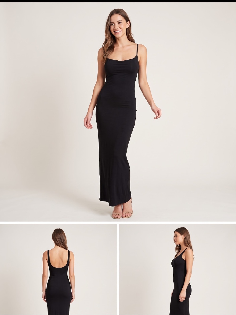 SHEIN Black Bodycon Maxi Slip Dress with Spaghetti Straps